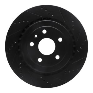 Cadillac ATS Brake Rotor (1) - Rear Right - R1 Concepts - Drilled & Slotted - Black - `16-`24